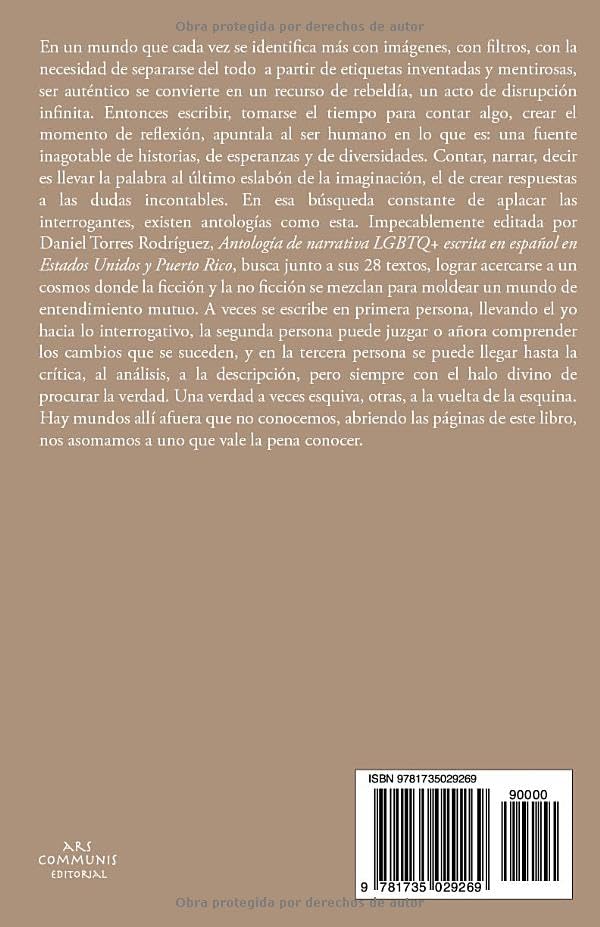 Antología de Narrativa LGBTQ+ Escrita en Español en Estados Unidos y Puerto Rico