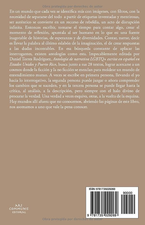 Antología de Narrativa LGBTQ+ Escrita en Español en Estados Unidos y Puerto Rico